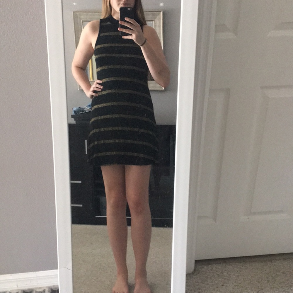 Knit dress with mock turtle neck